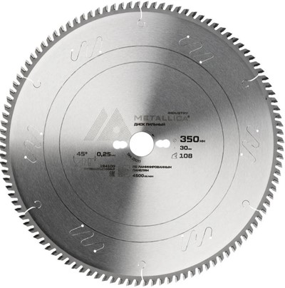 Пила для ламинированному ДСП 350х30х3,5/2,5х108 основная METALLICA Industry