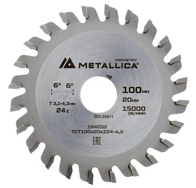 Пила подрезная коническая 100х22x2.2x3,1-4,3х24 METALLICA Industry