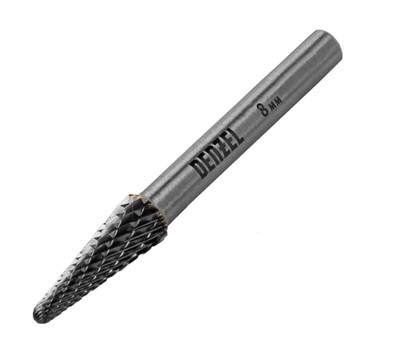 Борфреза по металлу твердосплавная, коническая закругленная, тип-L, 8 мм Denzel