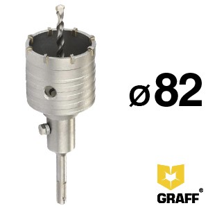 Коронка по бетону для подрозетников 82 мм ударная SDS-plus GRAFF