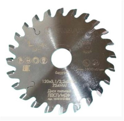 Пила подрезная для раскроя ЛДСП 120х3,1/2,2х22,23мм, Z24, WUMAX