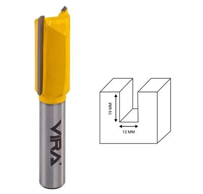 Фреза пазовая прямая (12х19 мм, хвостовик 8 мм) VIRA