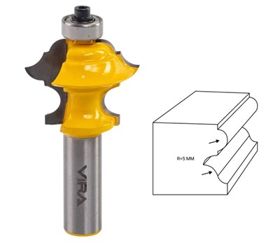 Фреза кромочная фигурная (34.9х27.1 мм; R4.75 мм; подшипник 12.7 мм, хвостовик 12мм) VIRA
