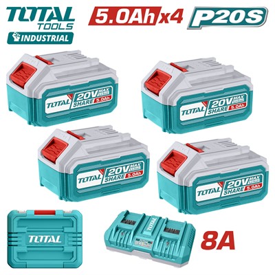 Аккумулятор 20В, 5 А/ч 4 шт с зарядным устройством (в кейсе) TOTAL