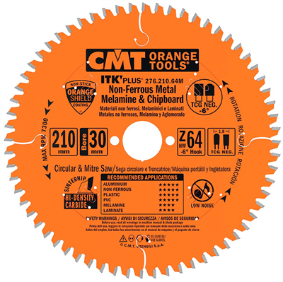 Диск пильный по алюминию 210х30х1,8/1,2 мм TCG -6° 64Т СМТ (Италия)