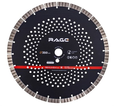 Алмазный диск по железобетону и камню 350x25,4*x10 RAGE
