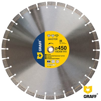 Диск алмазный по бетону 450x25,4/20x15 мм сегментный  GRAFF Master