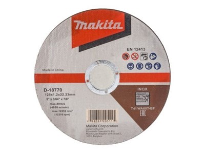 Круг отрезной 125х1.2x22.2 мм для стали/нержавеющей стали плоский WA60T MAKITA - фото 196478