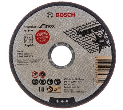 Круг отрезной 125х1.0x22.2 мм для нержавеющей стали Standart BOSCH