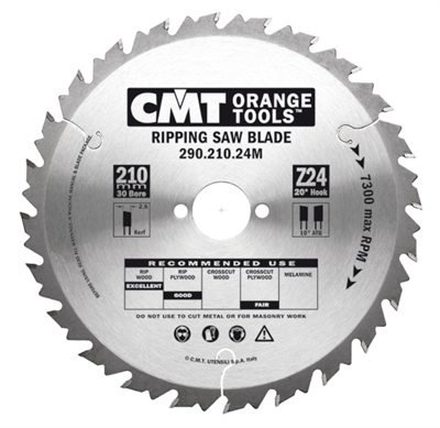 Диск пильный по дереву 216х30х2,8/1,8 мм 24Т, CMT (Италия)