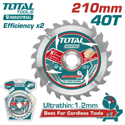 Диск пильный по дереву 210x25,4x1,2 мм 40T TOTAL