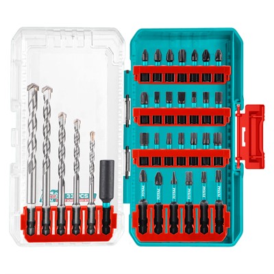Набор сверл по бетону и бит TOTAL (33 шт)