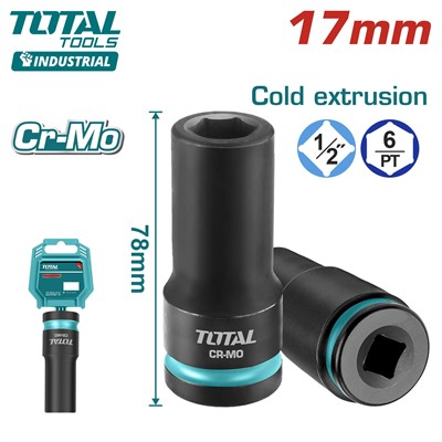 Торцевая головка удлиненная ударная 1/2 " 17 мм TOTAL THDIS12172L - фото 197133