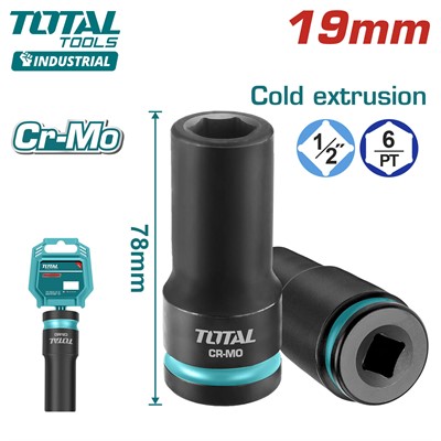 Торцевая головка удлиненная ударная 1/2 " 19 мм TOTAL THDIS12192L - фото 197134