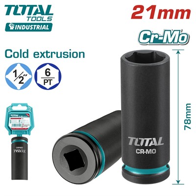 Торцевая головка удлиненная ударная 1/2 " 21 мм TOTAL THDIS12212L - фото 197135
