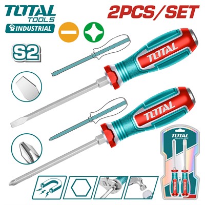 Набор отверток ударных SL6.5, PH2 TOTAL (2 шт)