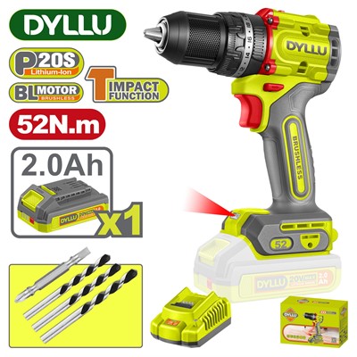Дрель-шуруповерт ударная аккумуляторная DYLLU DTCDP5282 - фото 197186