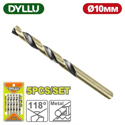 Сверло по металлу HSS 10 мм DYLLU DTTD89010 (5 шт) - фото 197207