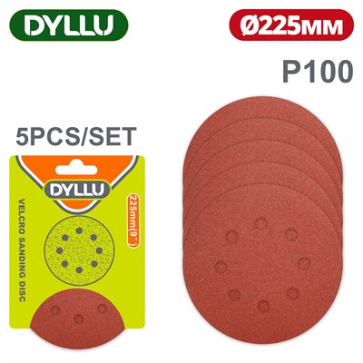 Шлифовальные круги 225 мм P100 DYLLU DTZA5155 (5 шт) - фото 197222