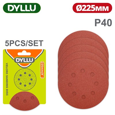 Шлифовальные круги 225 мм P40 DYLLU DTZA5152 (5 шт) - фото 197225