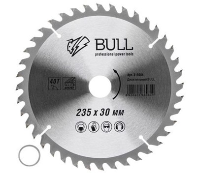 Диск пильный по дереву 230х30 мм 40 зуб. BULL