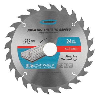 Пильный диск по дереву 210x32/30x2.8мм  24Т Gross