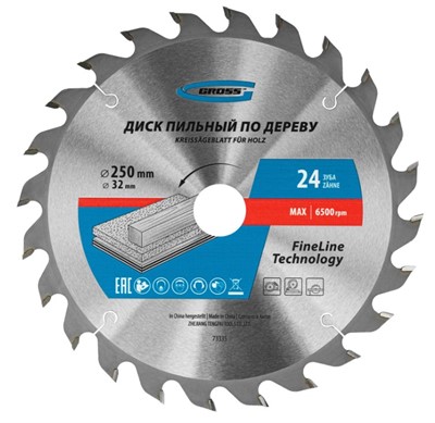 Диск пильный по дереву 250x32/30ч3,2мм 24Т Gross