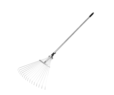 Грабли веерные стальные 190 - 520х1200-1500 мм, 15 зубьев, раздвижные, стальной черенок, Palisad