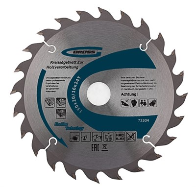 Пильный диск по дереву 150x20/16x2,5 мм 24Т Gross