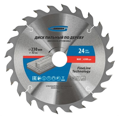 Диск пильный по дереву 230x32/30x2,8мм 24Т Gross