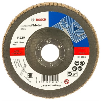 Круг лепестковый 125х22.2 мм K120 конический STANDARD FOR METAL BOSCH