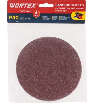 Шлифлист 150мм P40 без отв. 4 шт. для станка WORTEX GM 1528 - фото 198021