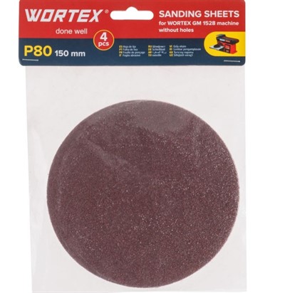 Шлифлист 150мм P80 без отв. 4 шт. для станка WORTEX GM 1528 - фото 198023
