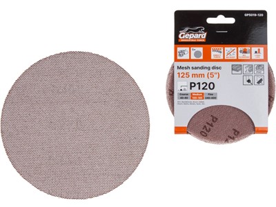 Шлифлист 125мм круг Р120 сетка, самосцепл. 5шт. GEPARD (GP5019-120) - фото 198049