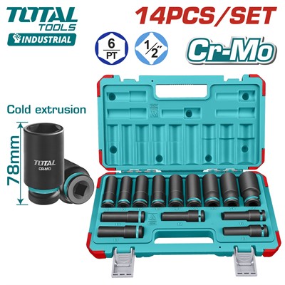 Набор ударных головок удлиненных TOTAL (14 шт) - фото 199054