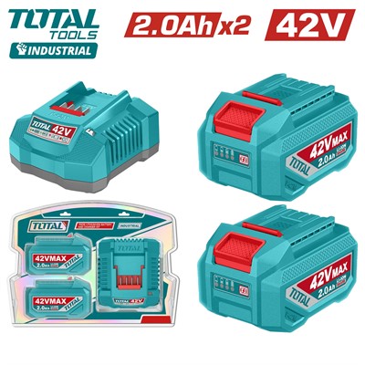 Аккумулятор 2 шт 42В  2 А/ч с зарядным устройством TOTAL