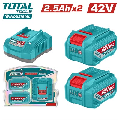 Аккумулятор 2 шт 42В  2,5 А/ч с зарядным устройством TOTAL