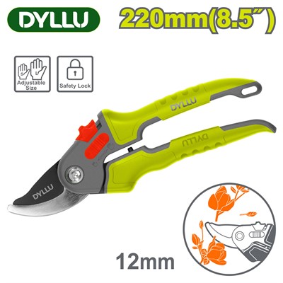 Секатор плоскостной 220мм, рез до 12 мм. DYLLU