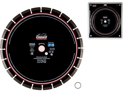 Алмазный диск по бетону 350х25.4/20 мм по бетону сегмент. сухая/мокрая резка GEPARD