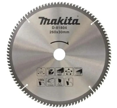 Диск пильный 260х30х2,6/1,8 мм 100 зуб. универсальный MAKITA (по алюминию, дереву, пластику) - фото 199397