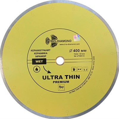 Алмазный диск по керамике 400 x 32 мм ультратонкий 2,6 мм Trio Diamond