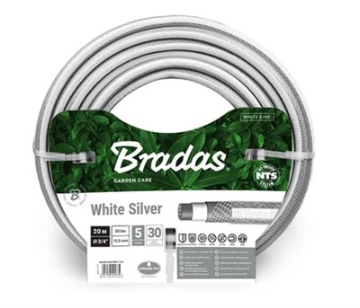 Шланг поливочный 3/4 20 м 5-ти слойный профессиональный NTS WHITE SILVER BRADAS (Польша)