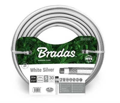Шланг поливочный 3/4 30 м 5-ти слойный профессиональный NTS WHITE SILVER BRADAS (Польша)