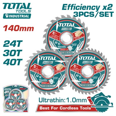Диски пильные по дереву D 140х20 24T/30T/40T TOTAL (3шт)