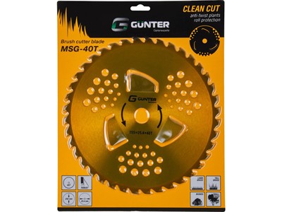 Нож для мотокосы 40 зуб. 255х1.3х25.4 мм GUNTER (антинамотка, твердоспл.)