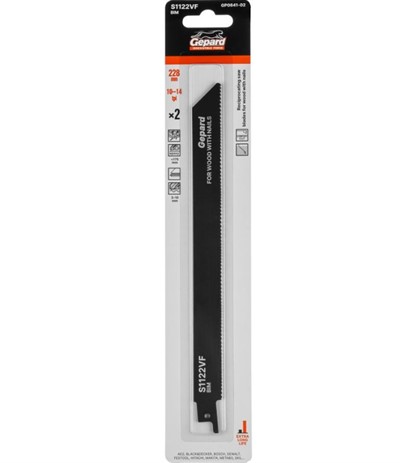 Пилка сабельная по дереву с гвоздями 228 мм S1122VF (2 шт.) GEPARD 