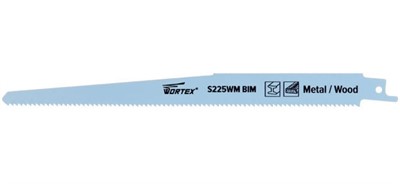 Пилка сабельная по дереву с гвоздями 225 мм  S225WM (1 шт.) WORTEX