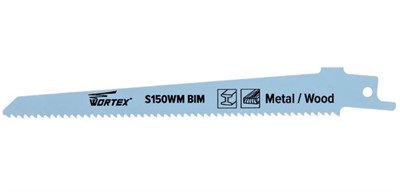 Пилка сабельная по дереву с гвоздями  150 мм S150WM (1 шт.) WORTEX (пропил прямой, тонкий, для базовых работ)