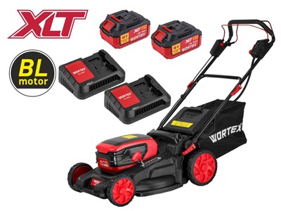 Газонокосилка аккумуляторная самоходная WORTEX CLM 4536-4 XLT SET (18В+18В, АКБ 2х4А/ч +з/у, 510 мм, травосборник 60 л, мульчирование, боковой выброс)