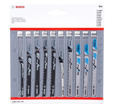 Набор пилок лобзиковых по дереву с гвоздями BOSCH 10 шт.